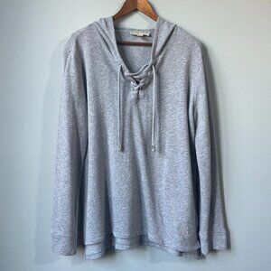 Michael Kors knit Hoddie in gray with sparkly MK Monogram size Large
